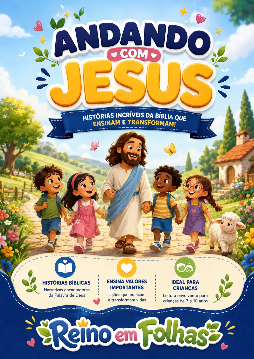 Capa do material Andando com Jesus — Reino em Folhas